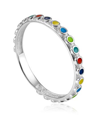 Refined Multicolor Enamel Ring "Kaleidoscope", Ring Size: 8.5 / 18.5, image 