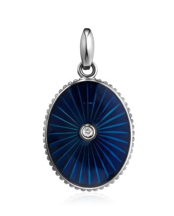 Blue Enamel Oval Pendant With Diamond The Heritage, image 