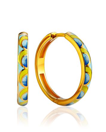 Enamel Ornament Hoop Earrings, image 