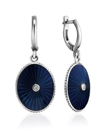 Blue Enamel Silver Dangles With Diamonds The Heritage, image 