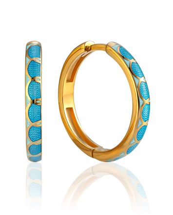 Chic Blue Enamel Hoop Earrings, image 