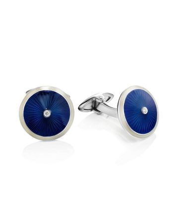 Lustrous Blue Enamel Cufflinks With Diamonds The Heritage, image 