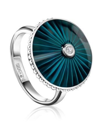 Glossy Enamel Diamond Ring The Heritage, Ring Size: 8 / 18, image 