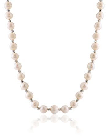 Refined Pearl Necklace With Faceted Beads The Oceania, image 