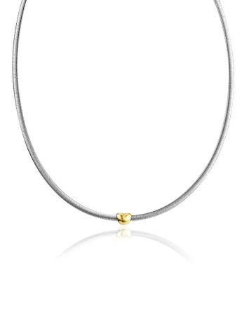 Chic Necklace With Gilded Heart Pendant The Silk, image 