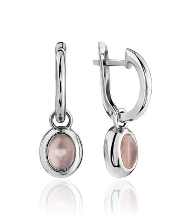 Refined Pinkish Quartz Dangle Earrings, image 