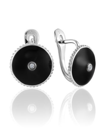 Classy Black Enamel Earrings The Heritage		, image 