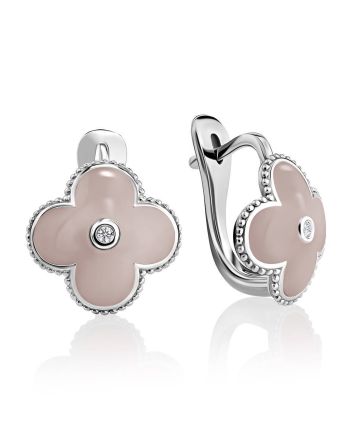 Silver Earrings With Diamonds And Enamel The Heritage, image 