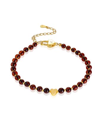 Cherry Amber Bracelet With Heart Motif Charm The Palazzo, image 
