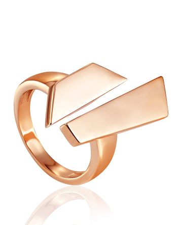 Geometric Design Rose Gold-Plated Ring The ICONIC, Ring Size: Adjustable, image 