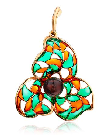 Luminous Enamel Pendant With Cognac Amber The Verona, image 