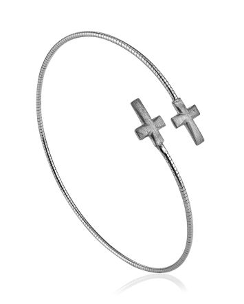 Bold Designer Cross Motif Bangle Bracelet The Silk, image 