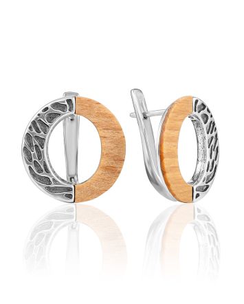 Designer Earring With Natural Wood, image 