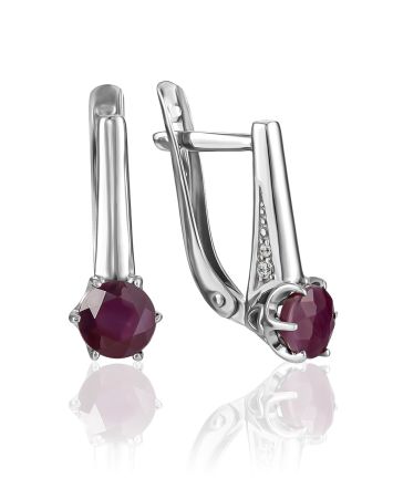 Refined Purple Corundum Earrings With Crystals, image 