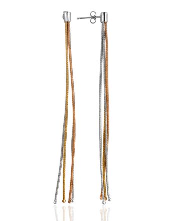 Stunning Bicolor Silver Chain Earrings The Silk, image 