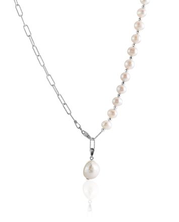 Designer Pearl Necklace With Hematite The Oceania, image 