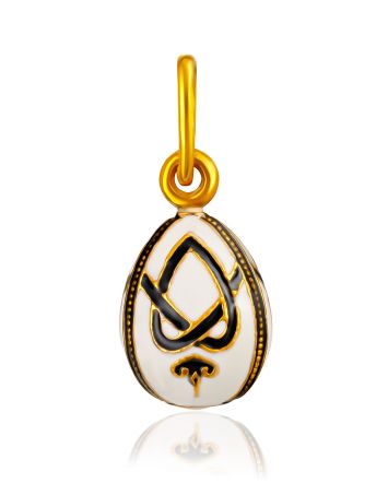 Black And White Enamel Egg Pendant With Gilding The Romanov, image 
