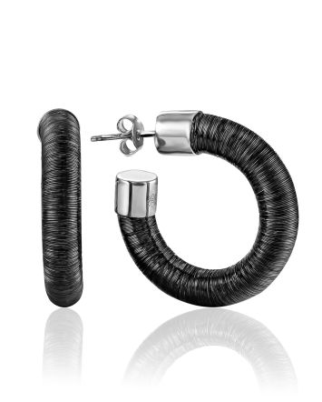 Solid Blackened Hoop Earrings The Twist, image 