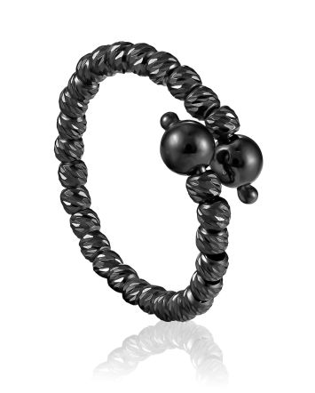 Bold Coiled Ring The Sparkling black edition, Ring Size: 6 / 16.5, image 