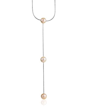 Chic Pinkish Pearl Tie Necklace The Oceania, image 