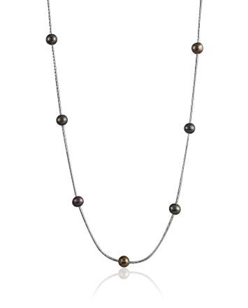 Fabulous Black Pearl Chain Necklace The Oceania, image 