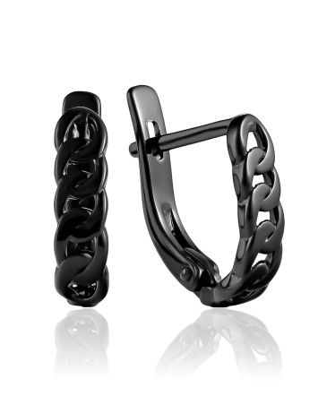 Chain Design Earrings The ICONIC black edition, image 