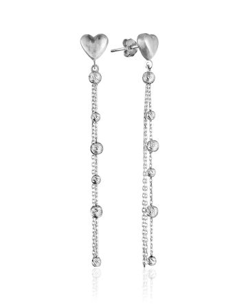 Cute Heart Earrings With Beaded Chains The Sparkling, image 