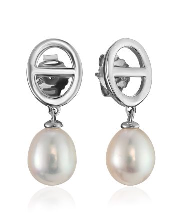 Designer Drop Earrings With Baroque Pearl The Oceania, image 