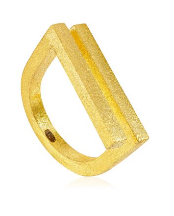 Bold Geometric Matte Gilded Ring The Silk, Ring Size: 8.5 / 18.5, image 