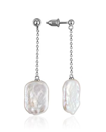 Refined Chain Earrings With Baroque Pearls The Oceania, image 