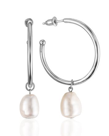 Gorgeous Hoop Earrings With Baroque Pearl The Oceania, image 