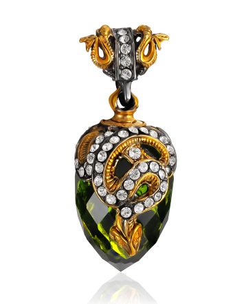 Snake Motif Pendant With Faceted Green Crystal The Romanov, image 