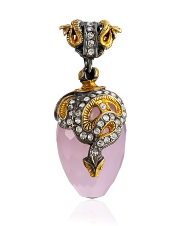 Snake Motif Pink Crystal Pendant The Romanov, image 