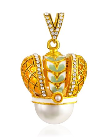 Shimmering Crown Pendant With Pearl And Crystals The Romanov, image 