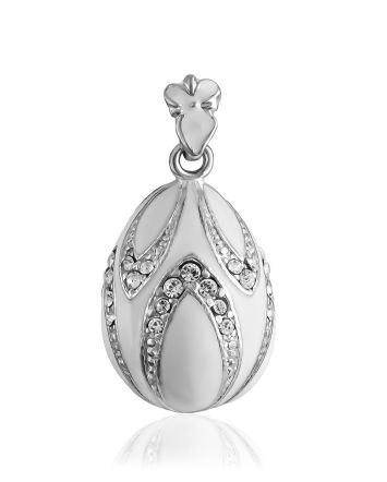Regal Design White Enamel Egg Pendant With Crystals The Romanov, image 