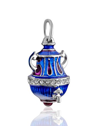 Samovar Pendant With Blue Enamel And Crystals The Romanov, image 