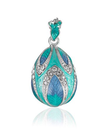Chic Blue Enamel Egg Pendant With Crystals The Romanov, image 