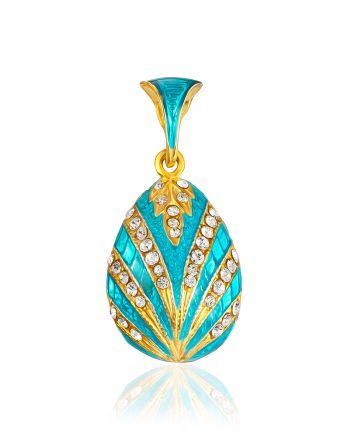 Bright Gold-Plated Egg Pendant With Enamel And Crystals The Romanov, image 