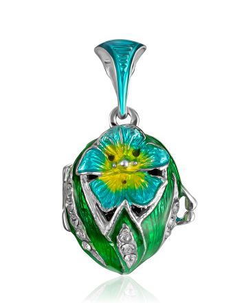 Floral Motif Locket Pendant With Enamel And Crystals The Romanov, image 