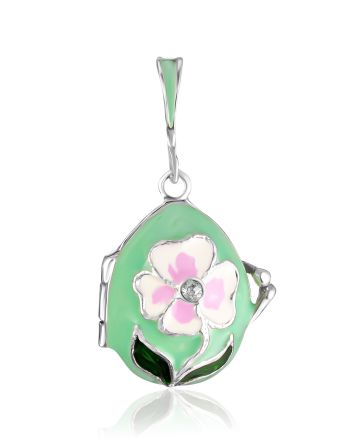Cute Floral Motif Locket Pendant With Tiny Heart The Romanov, image 