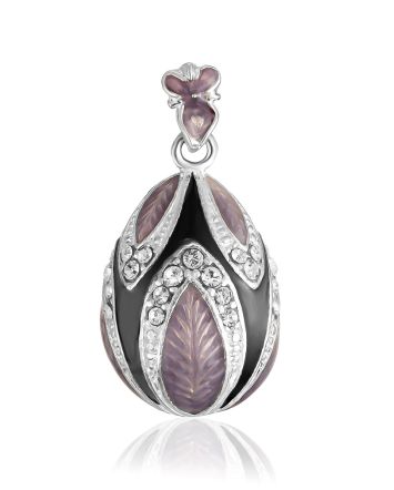 Ornate Silver Enamel Egg Shaped Pendant The Romanov, image 