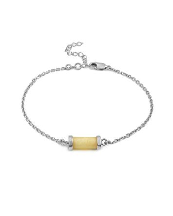 Stylish Chain Bracelet With Milky Colored Amber, image 