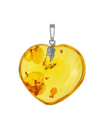 Cute Amber Heart Pendant, image 