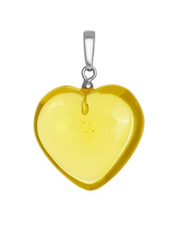 Glossy Amber Heart Shaped Pendant, image 
