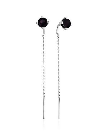 Refined Threader Chain Earrings With Baltic Amber, image 