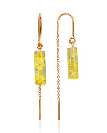 Gilded Threader Earrings With Lemon Amber, image 