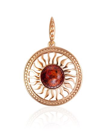 Laced Sun Motif Cognac Amber Pendant, image 