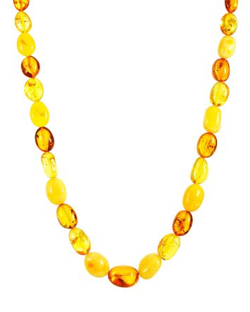 Glossy Amber Beaded Necklace, image 