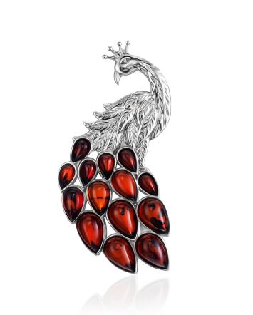 Amber Peacock Brooch, image 