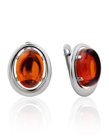 Cognac Colored Amber Earrings, image 